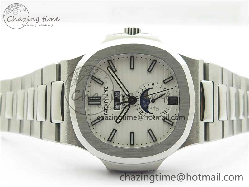 Nautilus 5726 Complicated SS GRF 1:1 Best Edition White Textured Dial on SS Bracelet A324 V Breathable 8875