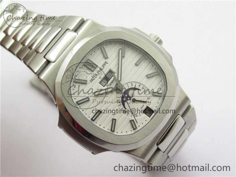 Nautilus 5726 Complicated SS GRF 1:1 Best Edition White Textured Dial on SS Bracelet A324 V Breathable 8875
