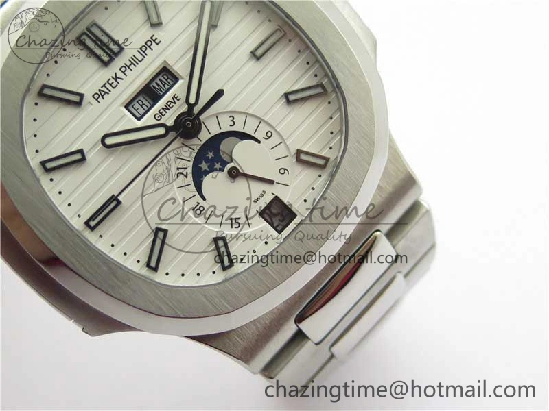 Nautilus 5726 Complicated SS GRF 1:1 Best Edition White Textured Dial on SS Bracelet A324 V Breathable 8875