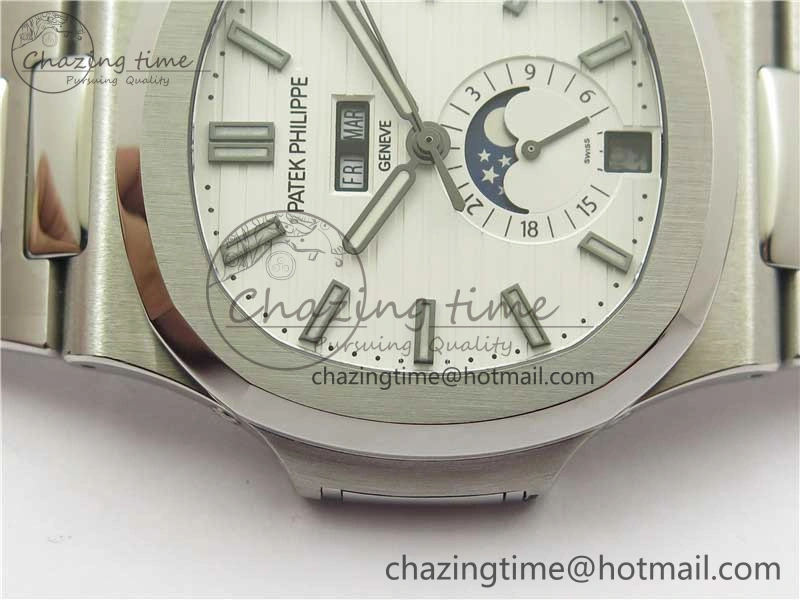 Nautilus 5726 Complicated SS GRF 1:1 Best Edition White Textured Dial on SS Bracelet A324 V Breathable 8875
