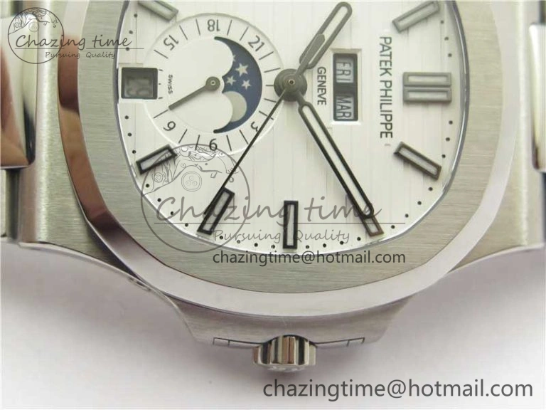 Nautilus 5726 Complicated SS GRF 1:1 Best Edition White Textured Dial on SS Bracelet A324 V Breathable 8875