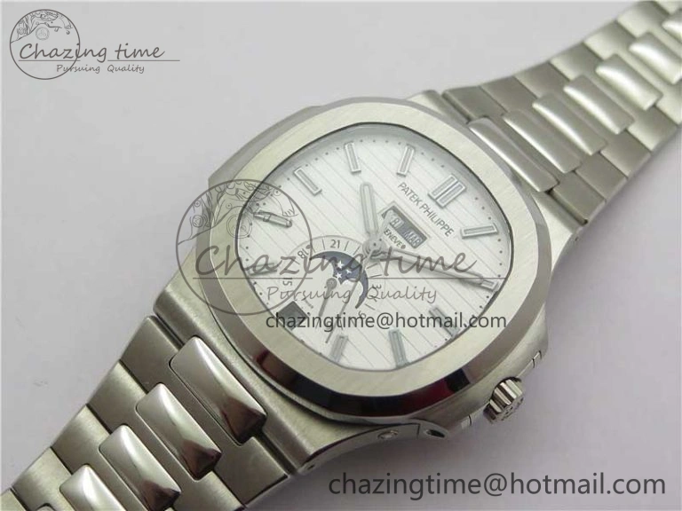 Nautilus 5726 Complicated SS GRF 1:1 Best Edition White Textured Dial on SS Bracelet A324 V Breathable 8875