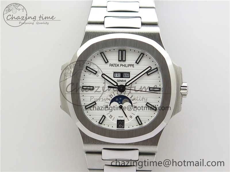 Nautilus 5726 Complicated SS GRF 1:1 Best Edition White Textured Dial on SS Bracelet A324 V Breathable 8875