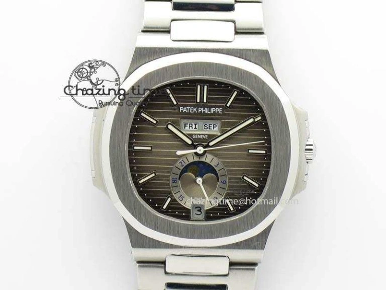 Nautilus 5726 Complicated SS Gray Textured Dial On SS Bracelet A Breathable 9070