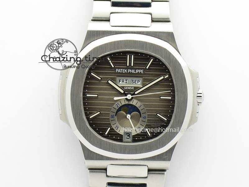 Nautilus 5726 Complicated SS Gray Textured Dial On SS Bracelet A Breathable 9070