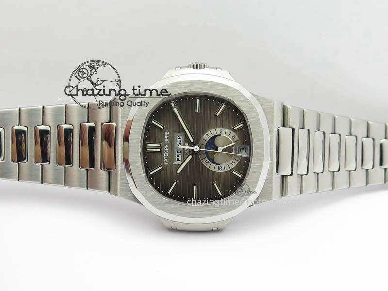 Nautilus 5726 Complicated SS Gray Textured Dial On SS Bracelet A Breathable 9070