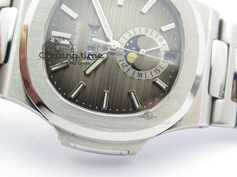 Nautilus 5726 Complicated SS Gray Textured Dial On SS Bracelet A Breathable 9070