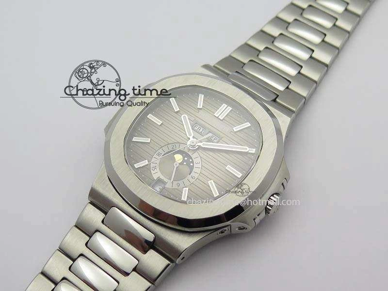 Nautilus 5726 Complicated SS Gray Textured Dial On SS Bracelet A Breathable 9070