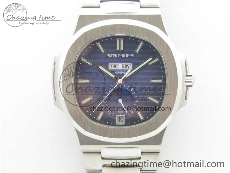 Nautilus 5726 Complicated SS KMF Best Edition Blue Textured Dial on SS Bracelet A324 V Premium 8965