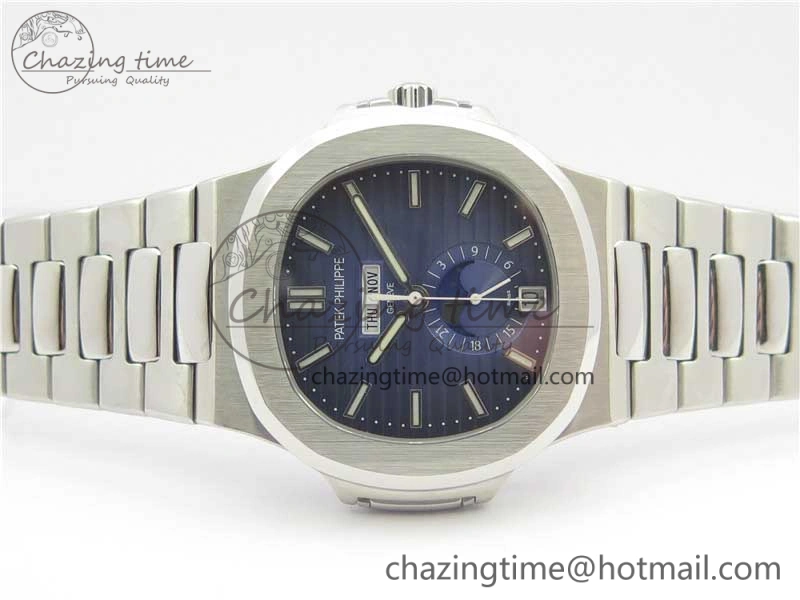 Nautilus 5726 Complicated SS KMF Best Edition Blue Textured Dial on SS Bracelet A324 V Premium 8965