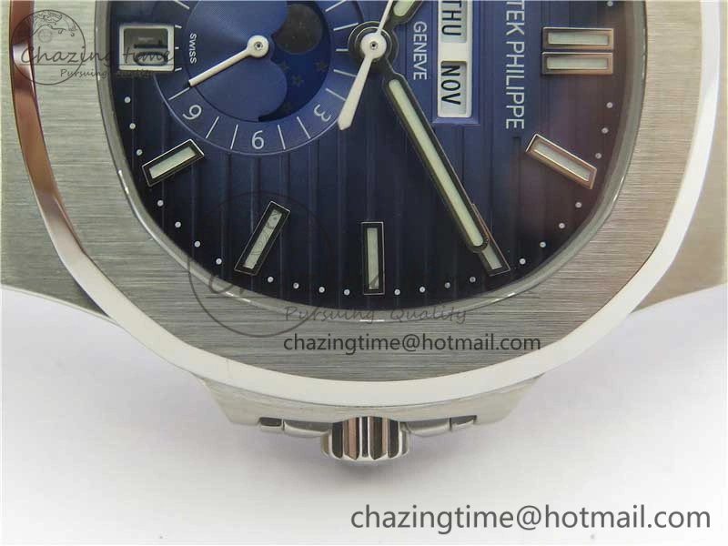Nautilus 5726 Complicated SS KMF Best Edition Blue Textured Dial on SS Bracelet A324 V Premium 8965