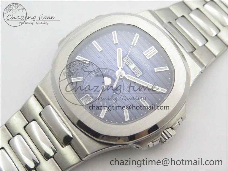 Nautilus 5726 Complicated SS KMF Best Edition Blue Textured Dial on SS Bracelet A324 V Premium 8965