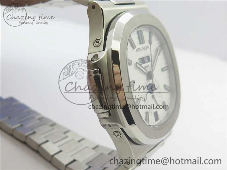 WrinkleFree Nautilus 5726 Complicated SS KMF Best Edition White Textured Dial on SS Bracelet A324 V 8967
