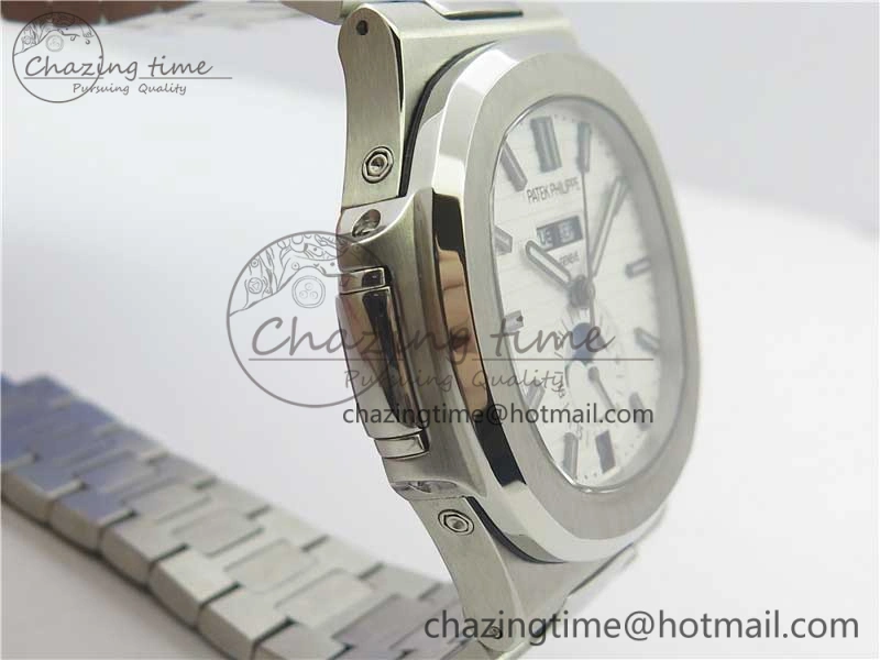 WrinkleFree Nautilus 5726 Complicated SS KMF Best Edition White Textured Dial on SS Bracelet A324 V 8967