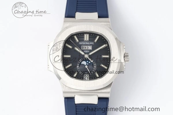 WrinkleFree Nautilus 5726 Complicated SS PPF 1:1 Best Edition Blue Textured Dial on Blue Rubber Strap A 8799