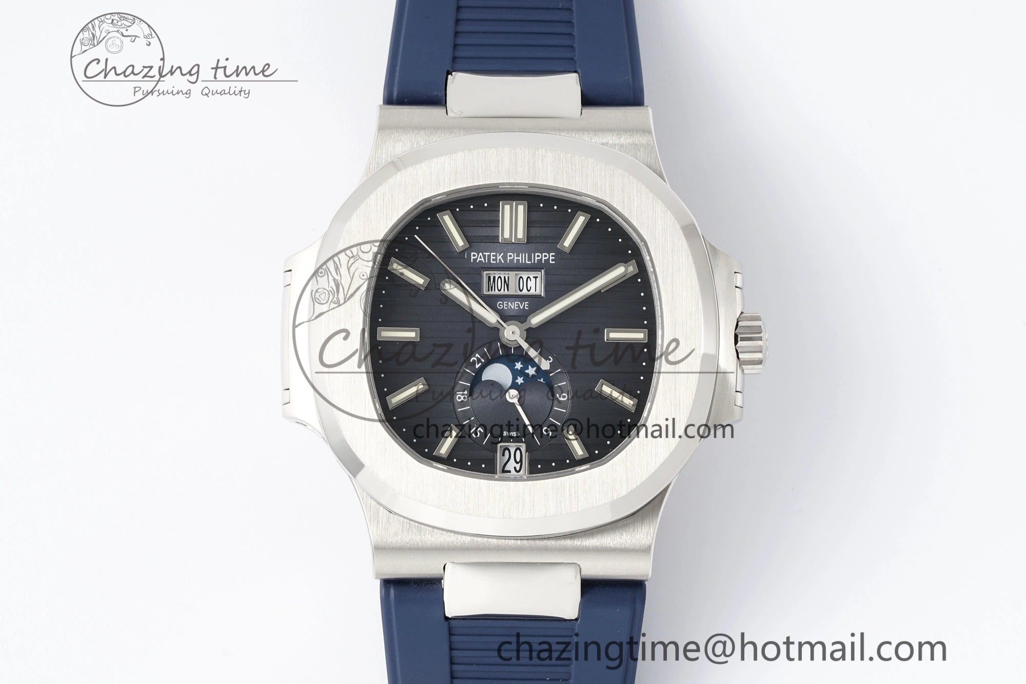 WrinkleFree Nautilus 5726 Complicated SS PPF 1:1 Best Edition Blue Textured Dial on Blue Rubber Strap A 8799