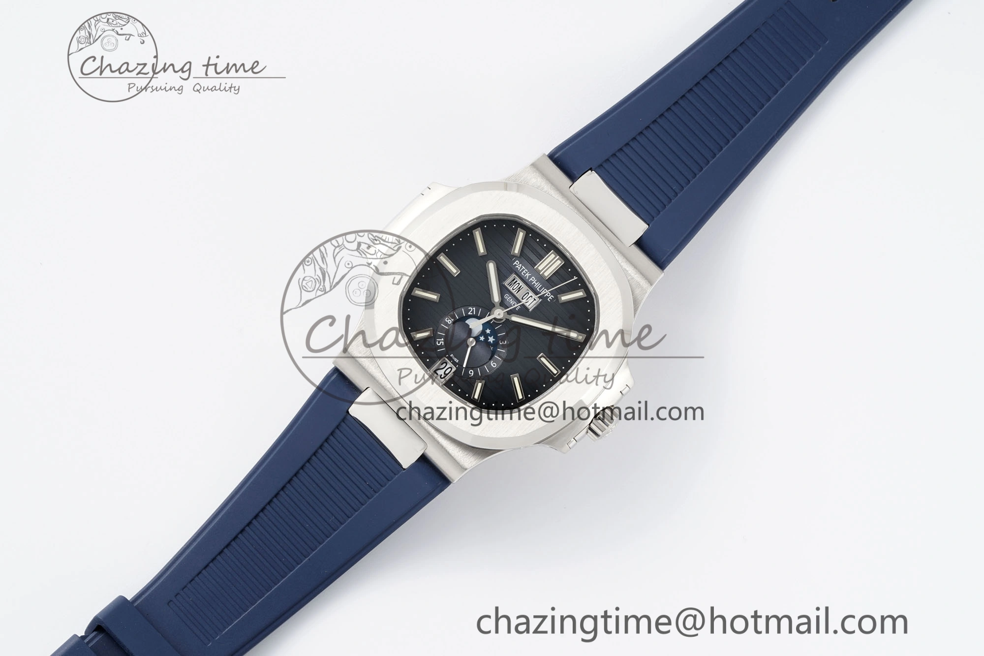 WrinkleFree Nautilus 5726 Complicated SS PPF 1:1 Best Edition Blue Textured Dial on Blue Rubber Strap A 8799
