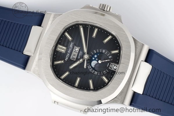 WrinkleFree Nautilus 5726 Complicated SS PPF 1:1 Best Edition Blue Textured Dial on Blue Rubber Strap A 8799