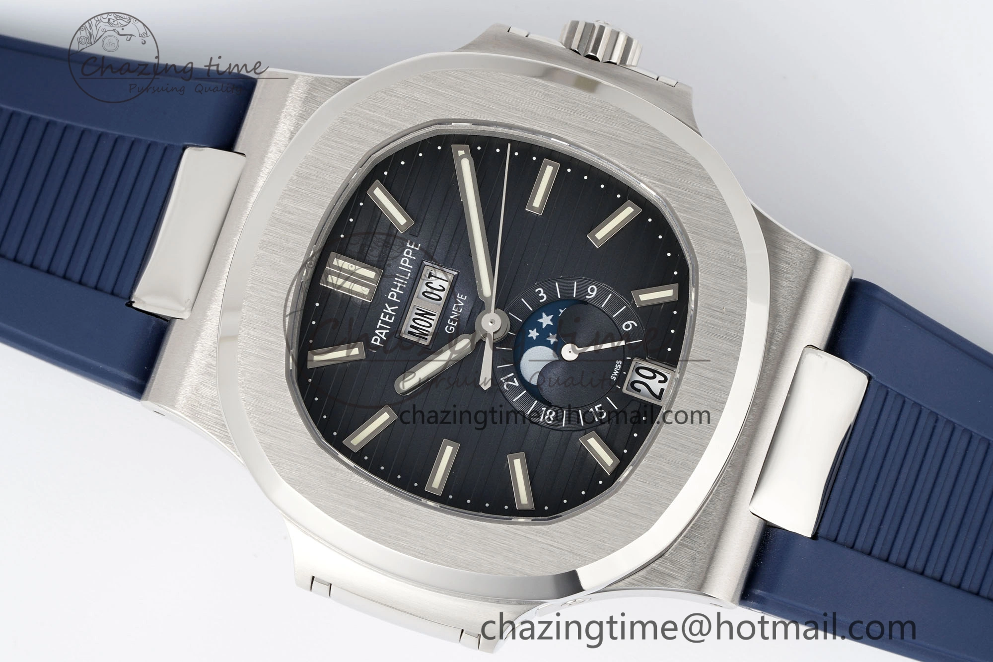 WrinkleFree Nautilus 5726 Complicated SS PPF 1:1 Best Edition Blue Textured Dial on Blue Rubber Strap A 8799