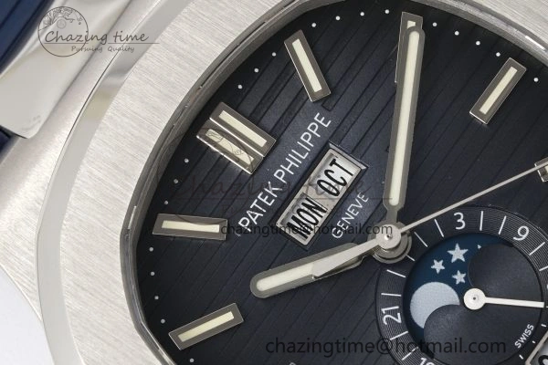 WrinkleFree Nautilus 5726 Complicated SS PPF 1:1 Best Edition Blue Textured Dial on Blue Rubber Strap A 8799
