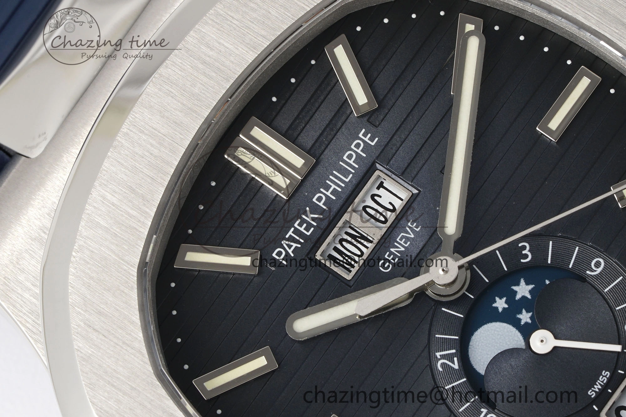 WrinkleFree Nautilus 5726 Complicated SS PPF 1:1 Best Edition Blue Textured Dial on Blue Rubber Strap A 8799
