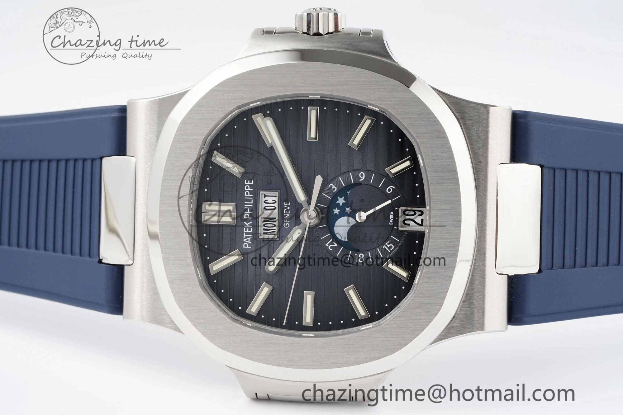 WrinkleFree Nautilus 5726 Complicated SS PPF 1:1 Best Edition Blue Textured Dial on Blue Rubber Strap A 8799