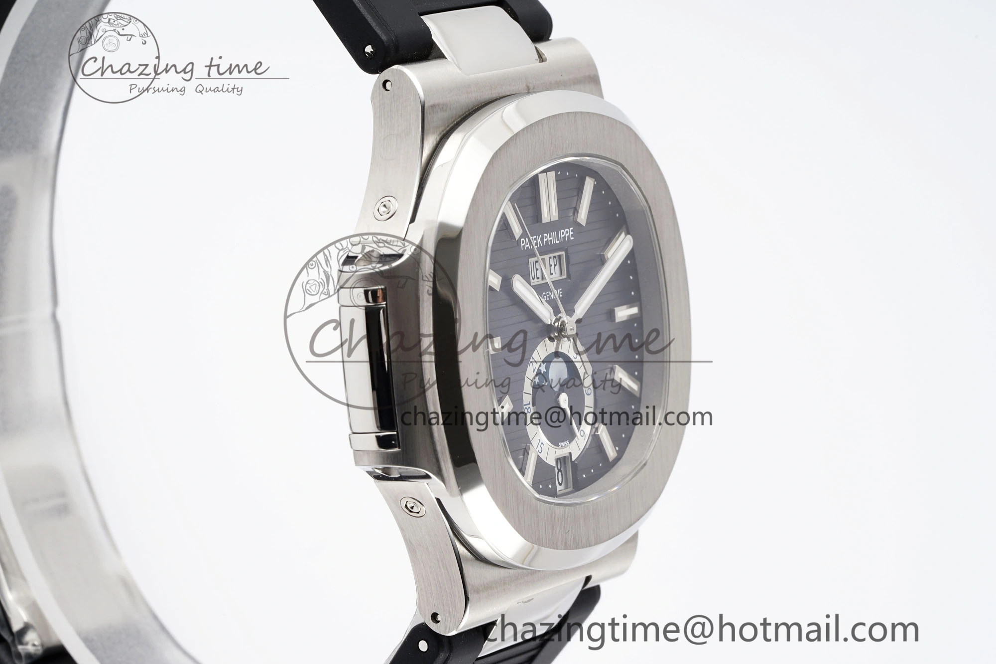 Nautilus 5726 Complicated SS PPF 1:1 Best Edition Gray Textured Dial on Black Rubber Strap A FashionForward 8798