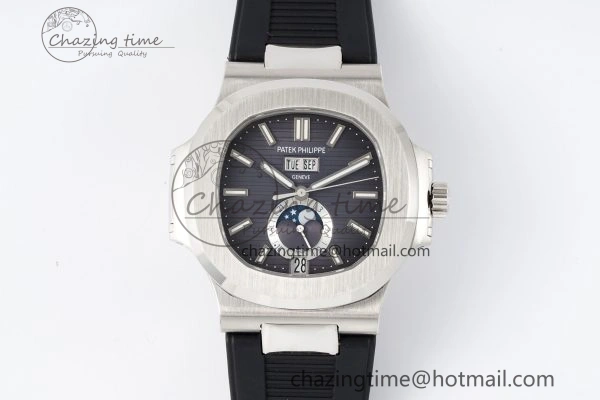 Nautilus 5726 Complicated SS PPF 1:1 Best Edition Gray Textured Dial on Black Rubber Strap A FashionForward 8798