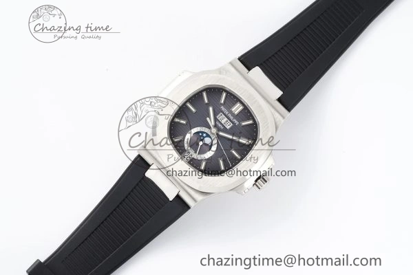 Nautilus 5726 Complicated SS PPF 1:1 Best Edition Gray Textured Dial on Black Rubber Strap A FashionForward 8798