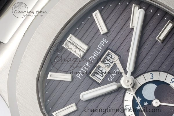 Nautilus 5726 Complicated SS PPF 1:1 Best Edition Gray Textured Dial on Black Rubber Strap A FashionForward 8798