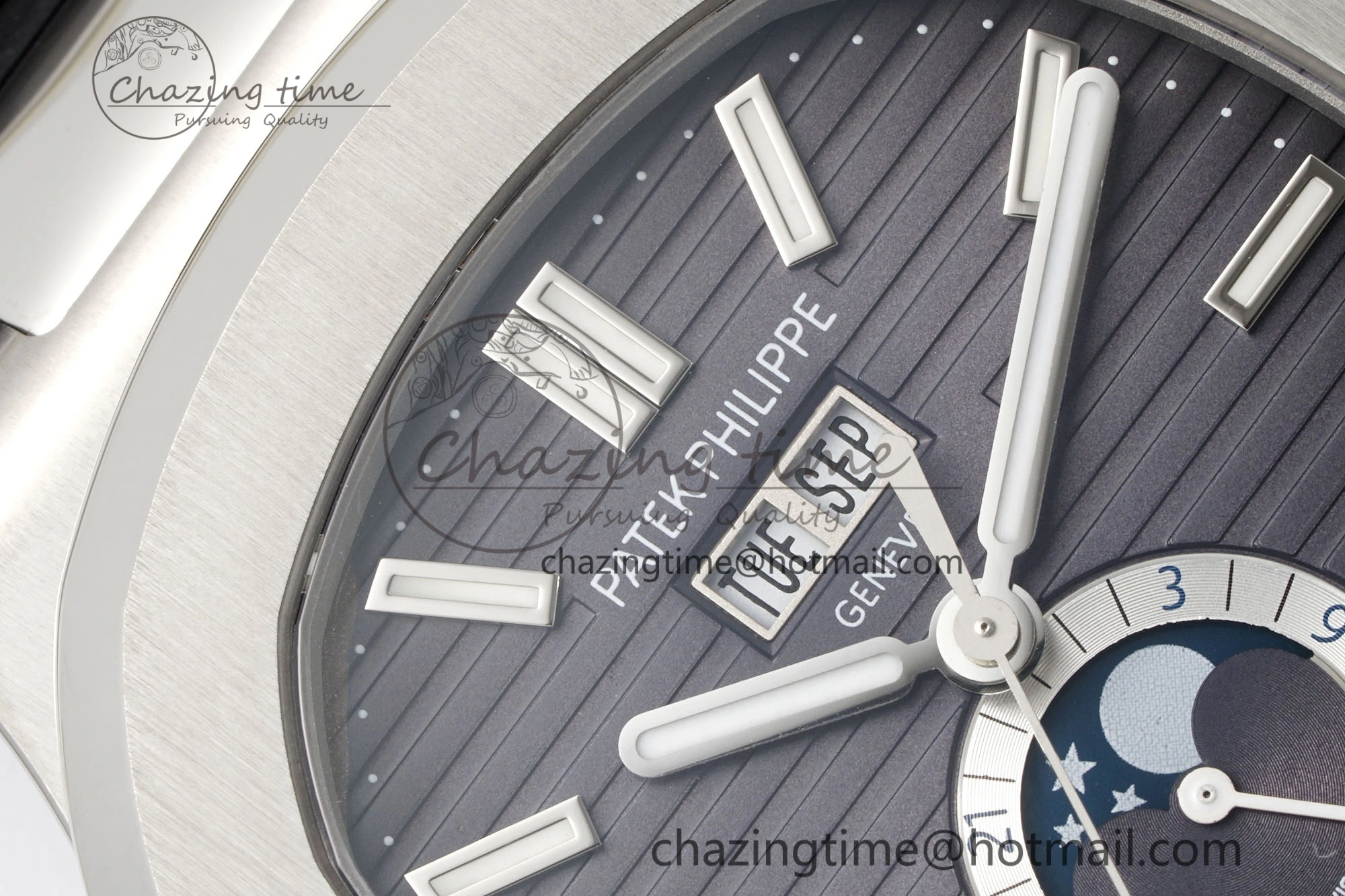 Nautilus 5726 Complicated SS PPF 1:1 Best Edition Gray Textured Dial on Black Rubber Strap A FashionForward 8798