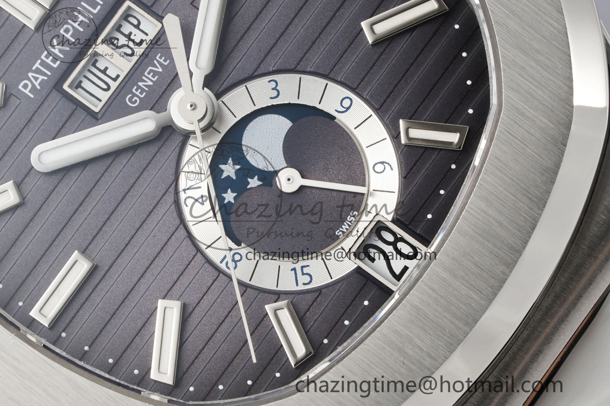 Nautilus 5726 Complicated SS PPF 1:1 Best Edition Gray Textured Dial on Black Rubber Strap A FashionForward 8798