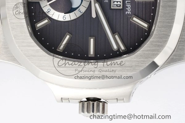 Nautilus 5726 Complicated SS PPF 1:1 Best Edition Gray Textured Dial on Black Rubber Strap A FashionForward 8798