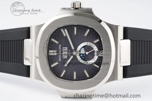 Nautilus 5726 Complicated SS PPF 1:1 Best Edition Gray Textured Dial on Black Rubber Strap A FashionForward 8798