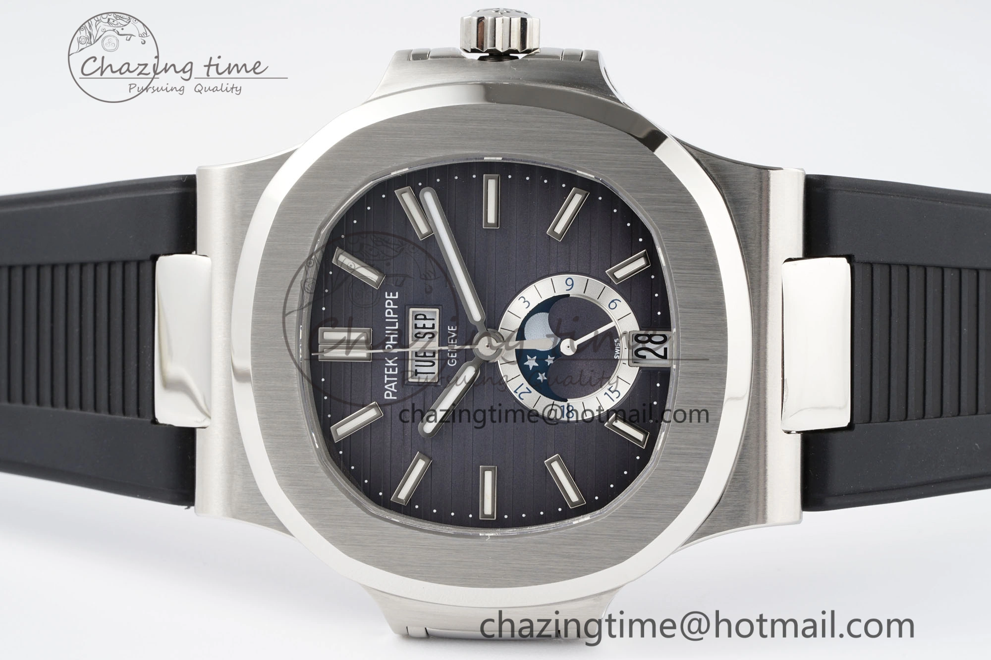 Nautilus 5726 Complicated SS PPF 1:1 Best Edition Gray Textured Dial on Black Rubber Strap A FashionForward 8798