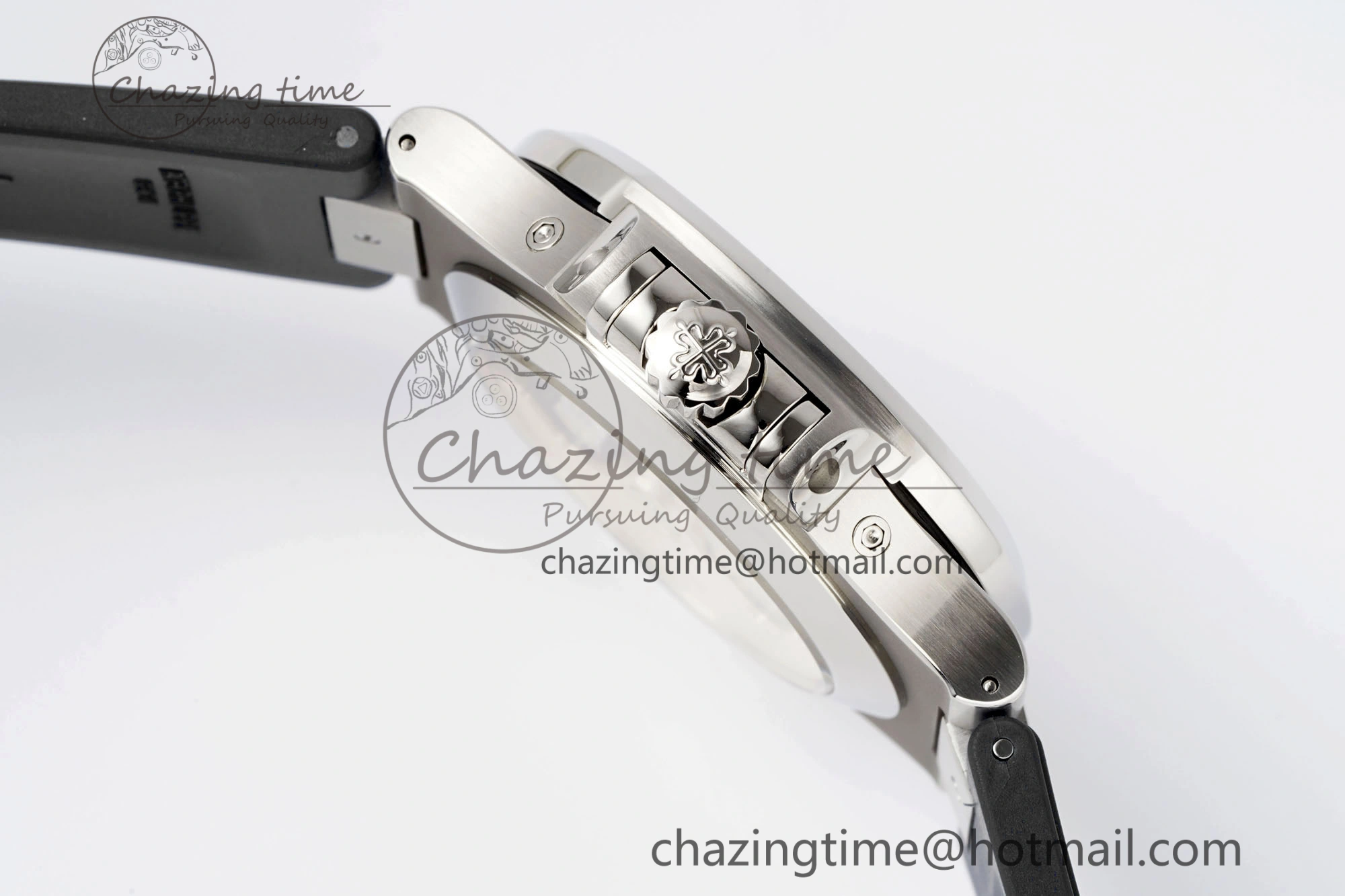 Affordable Nautilus 5726 Complicated SS PPF 1:1 Best Edition White Textured Dial on Black Rubber Strap A 8800