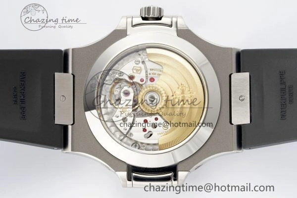 Affordable Nautilus 5726 Complicated SS PPF 1:1 Best Edition White Textured Dial on Black Rubber Strap A 8800