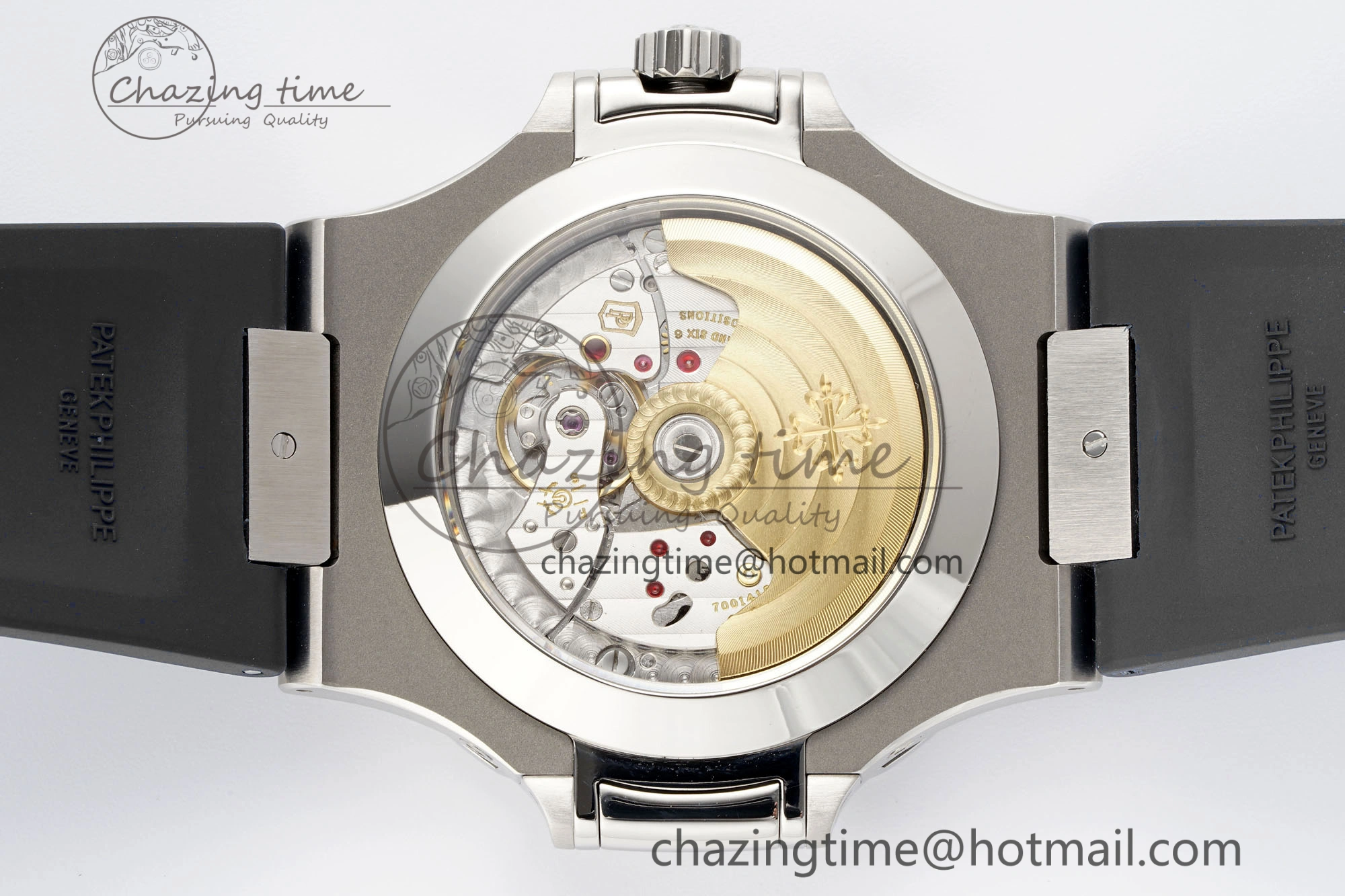 Affordable Nautilus 5726 Complicated SS PPF 1:1 Best Edition White Textured Dial on Black Rubber Strap A 8800