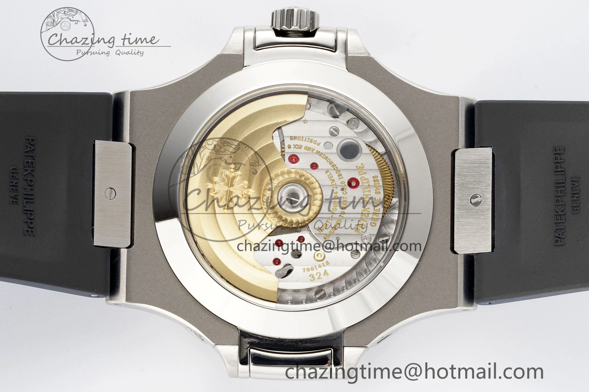 Affordable Nautilus 5726 Complicated SS PPF 1:1 Best Edition White Textured Dial on Black Rubber Strap A 8800