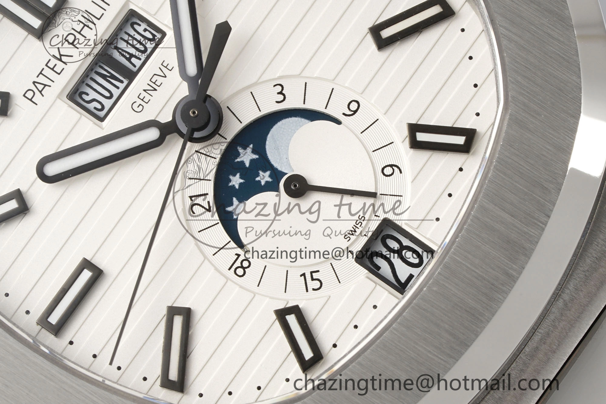 Affordable Nautilus 5726 Complicated SS PPF 1:1 Best Edition White Textured Dial on Black Rubber Strap A 8800