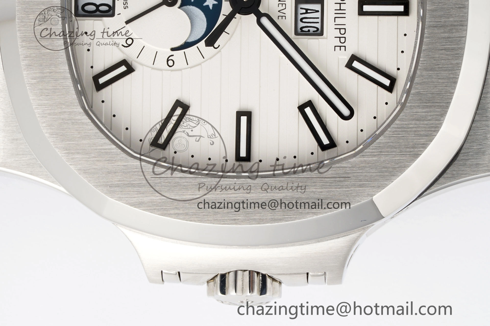 Affordable Nautilus 5726 Complicated SS PPF 1:1 Best Edition White Textured Dial on Black Rubber Strap A 8800