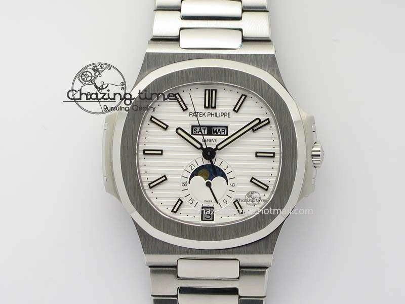 Colorful Nautilus 5726 Complicated SS White Textured Dial On SS Bracelet A 9076