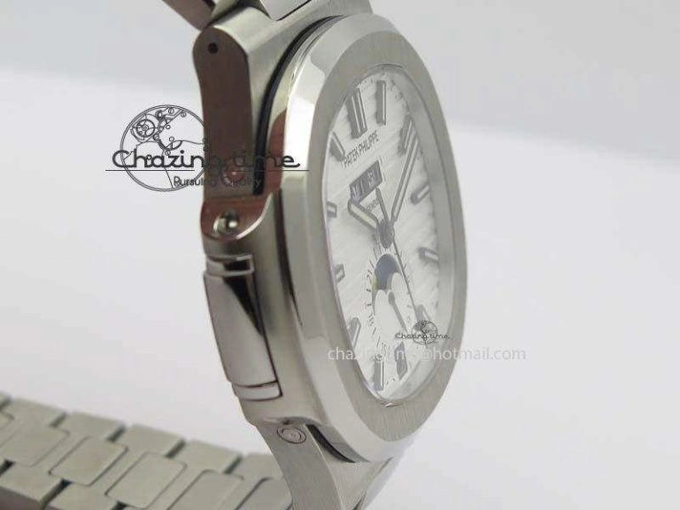 Colorful Nautilus 5726 Complicated SS White Textured Dial On SS Bracelet A 9076