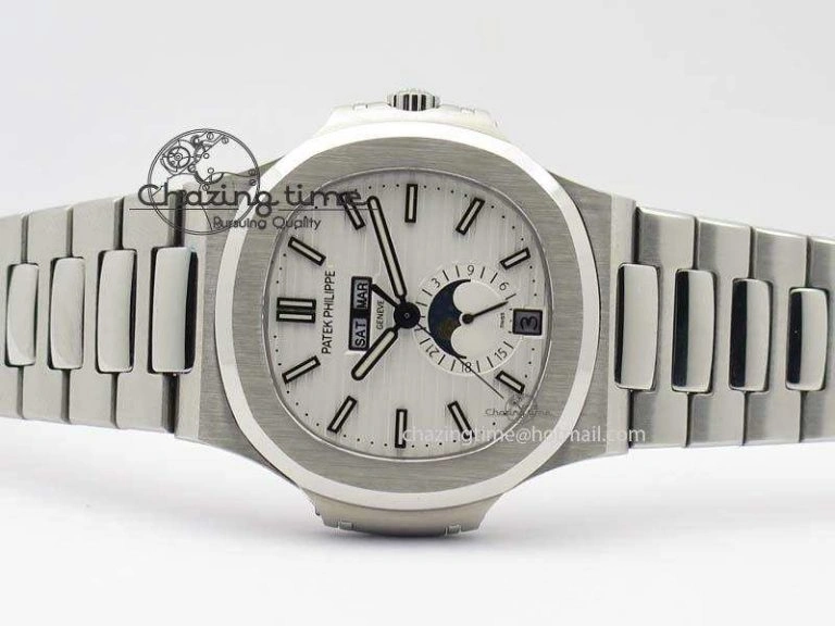 Colorful Nautilus 5726 Complicated SS White Textured Dial On SS Bracelet A 9076