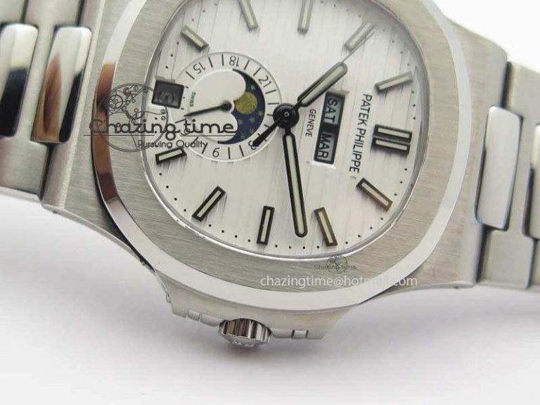 Colorful Nautilus 5726 Complicated SS White Textured Dial On SS Bracelet A 9076