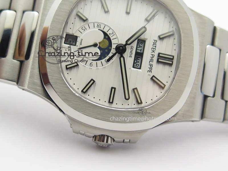 Colorful Nautilus 5726 Complicated SS White Textured Dial On SS Bracelet A 9076