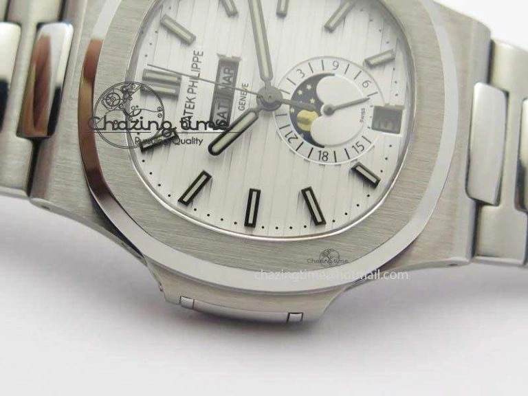 Colorful Nautilus 5726 Complicated SS White Textured Dial On SS Bracelet A 9076