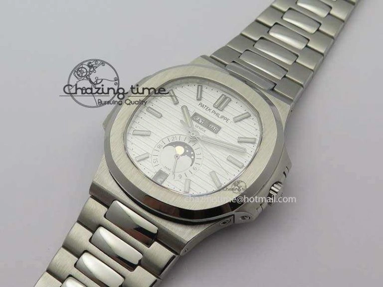 Colorful Nautilus 5726 Complicated SS White Textured Dial On SS Bracelet A 9076