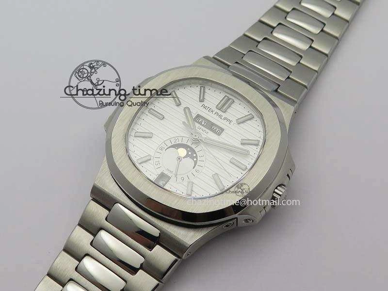 Colorful Nautilus 5726 Complicated SS White Textured Dial On SS Bracelet A 9076