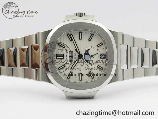 Nautilus 5726 Full Function SS PPF 1:1 Best Edition White Dial on SS Bracelet A TopPick 8853